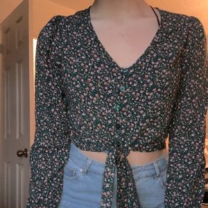 crop top floral xhileration target shirt long